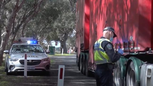 Officers conducting border checks. Picture: SA Police