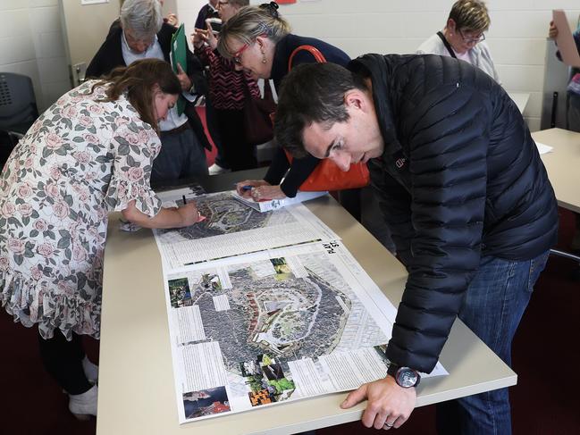 People at a public information session on the development plan for Rosny Hill. Picture: LUKE BOWDEN