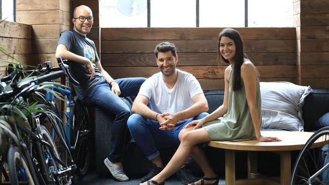 Canva co-founders Cameron Adams, Cliff Obrecht and Melanie Perkins. Source: Supplied