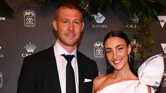 Nathan Broad and Tayla Damir at the Brownlow Medal. Picture: Getty