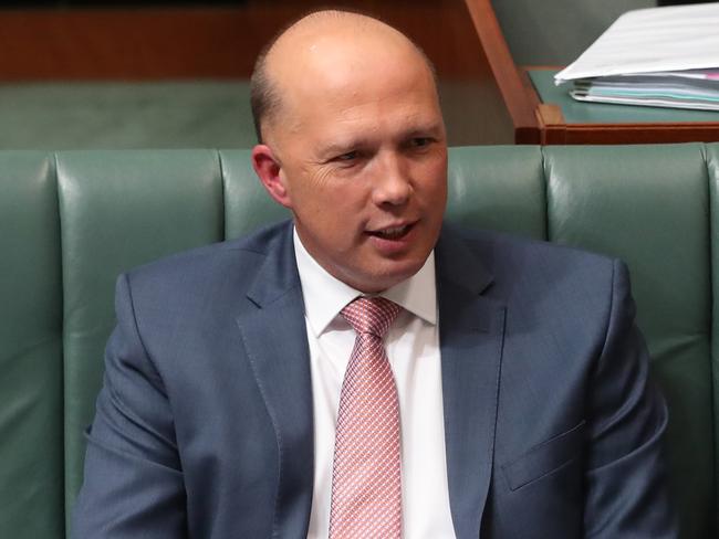 Home Affairs Minister Peter Dutton in Question Time in the House of Representatives chamber, Parliament House in Canberra. Picture Kym Smith