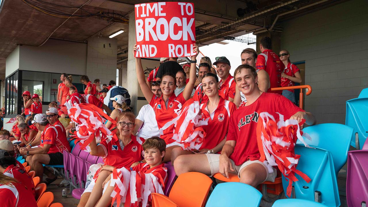 Jack Macskimin, Shelby Reynolds, Jordie Caroll, Stann Baxter, Liam Baxter at the NTFL grand final. Picture PEMA TAMANG Pakhrin