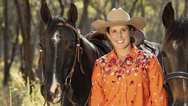 NEWS: Barmah Muster preview: Elle MoroPICTURED: Elle Moro with her Australian Stock horses named Saltwater Sonic and Mobile Boomerang.PICTURE: ZOE PHILLIPS