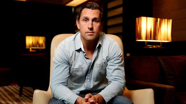 Sydney Roosters star Mitchell Pearce spent the morning conducting interviews. Picture: Gregg Porteous