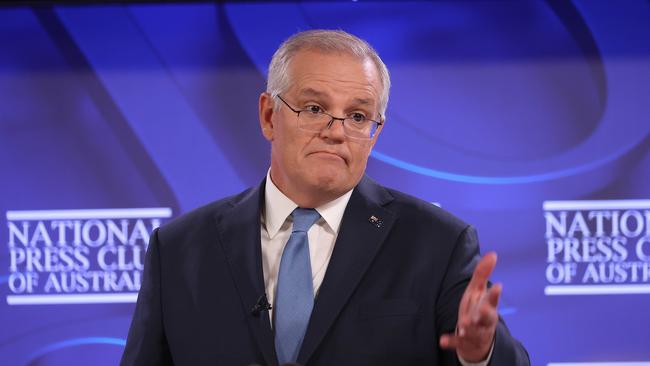 Prime Minister Scott Morrison faced intense and at times personal scrutiny at Tuesday’s address to the National Press Club. Picture: Gary Ramage