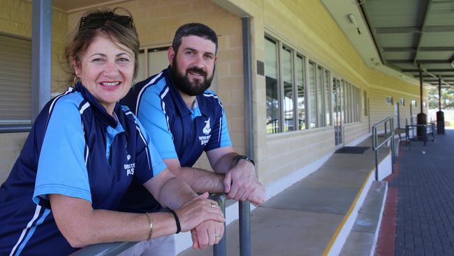 Esther Cua and son Fel at the Ouyen United club rooms the late Tony Cua was instrumental in helping build. Picture: Glenn Milne