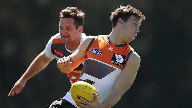 SYDNEY, AUSTRALIA — SEPTEMBER 11: Toby Greene of the Giants in action during the Greater Western Giants AFL training session at Spotless Stadium on September 11, 2017 in Sydney, Australia. (Photo by Mark Metcalfe/Getty Images)