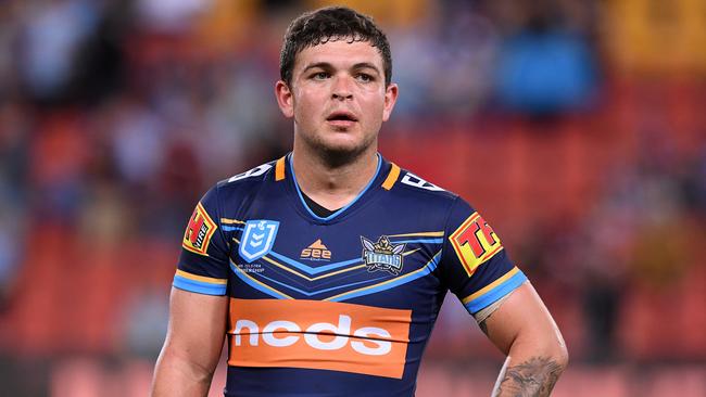 Ashley Taylor of the Titans looks on following the Round 9 NRL match between the Gold Coast Titans and the Cronulla Sharks at Suncorp Stadium in Brisbane, Thursday, May 9, 2019. (AAP Image/Dave Hunt) NO ARCHIVING, EDITORIAL USE ONLY