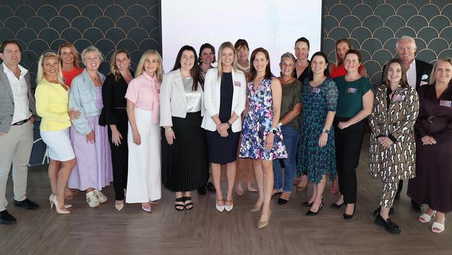 The 'Stars of Tourism' celebratory morning tea at Skypoint, Q1 in Surfers. With the category finalists (centre, from left) Alicia Szerszyn, Bronwen Hemmings and Renee Soutar with John Warn (far right). Picture: Glenn Hampson