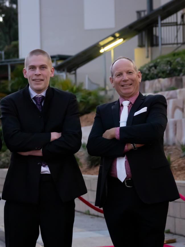 Ethan Blackstock and Executive Head Jeff Davis. Hillcrest Christian College 2020 school formal. Photo: Supplied