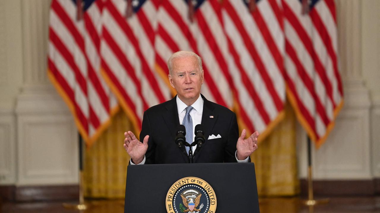 President Joe Biden broke his silence on the US fiasco in Afghanistan with his address to the nation from the White House. Picture: Brendan Smialowski