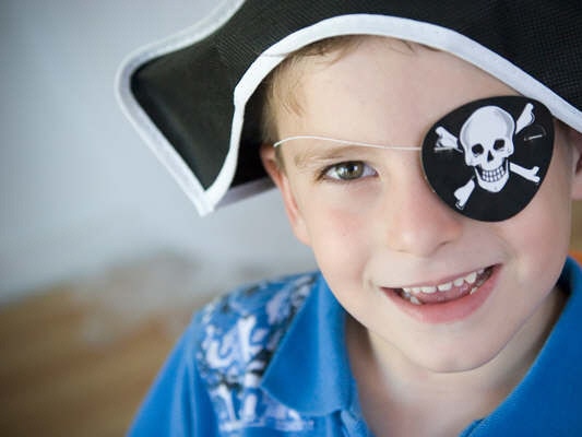 Unidentified boy in pirates costume during a Little People Parties catered party - headshot children's pirate Mar 2007