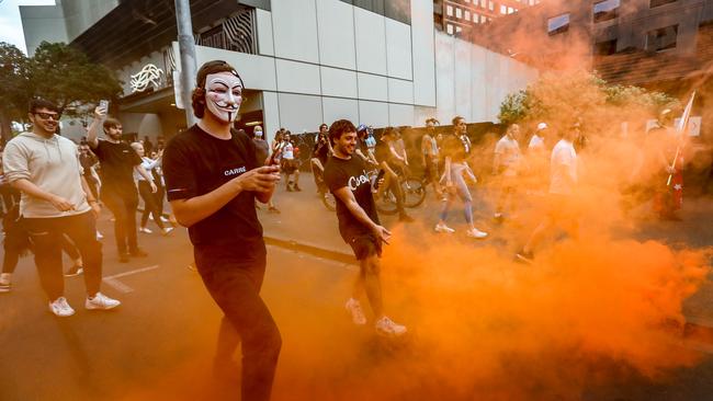 Protesters take to the streets of Melbourne last week. Picture: Alex Coppel.