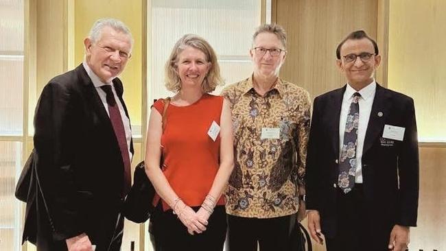 Former Howard government minister Gary Hardgrave (L) from Cocoon SDA Care promotions from 2024.