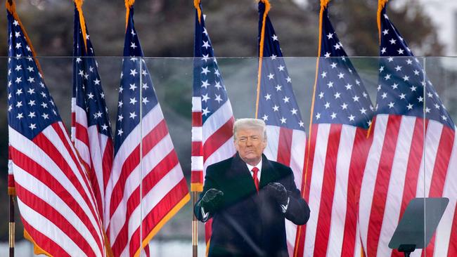 Donald Trump cheers supporters from The Ellipse near the White House on January 6 2021. Picture: AFP.