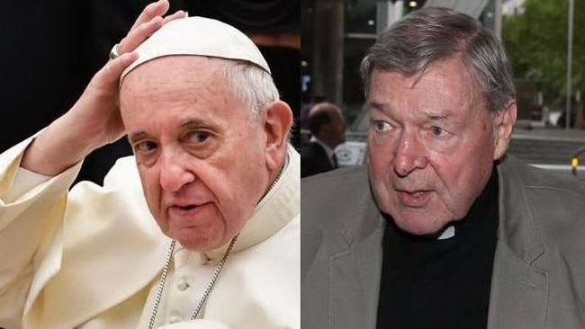 Pope Francis, left, and Cardinal George Pell, right. 