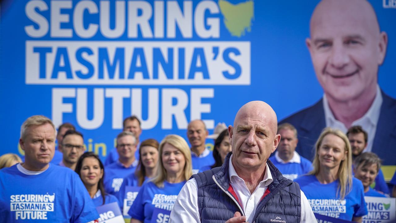 Premier Peter Gutwein introduces the candidates. Liberal party candidates announcement at Campbell Town. Picture: Rob Burnett