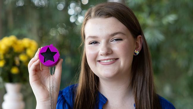 School student Annie Rogers is the founder of My Voice Communications, which has created a device to help non-verbal people communicate. Picture: David Kelly