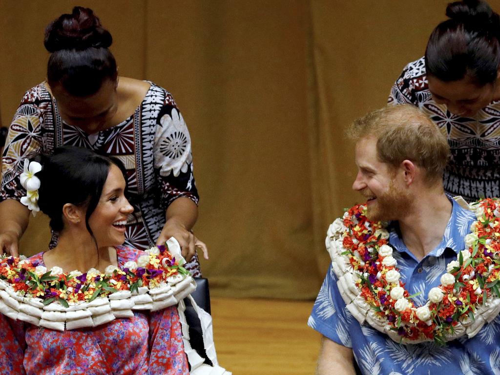 Meghan and Harry in Fiji last year. Picture: AP