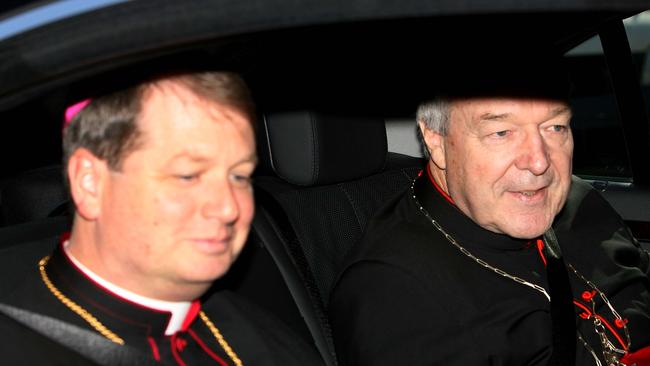 Cardinal George Pell, right, and Archbishop Anthony Fisher at the Vatican.