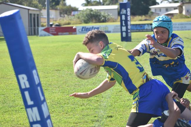 Cooper Pullen in the Wanderers v Souths Sharks final in the RLMD U13s division in Mackay. August 14, 2021. Picture: Matthew Forrest