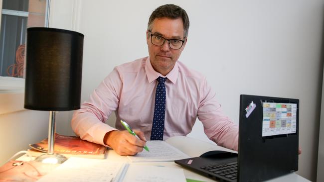 Teacher Danny Ashcroft at his home in Modbury. Picture: Brett Hartwig