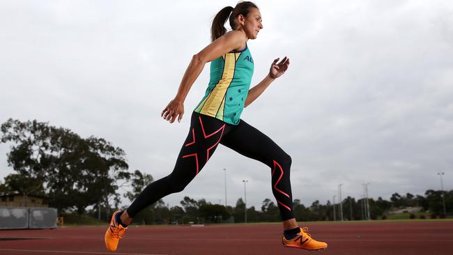 Hume Leader Senior Sports Star winner Anna Kasapis hits the track for training last week. Picture : George Salpigtidis