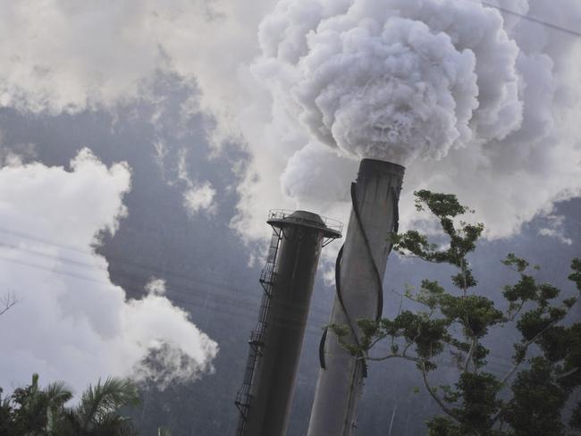 TULLY: Two chimney stacks spew emissions into the air. Photo Brenda Strong/The Observer