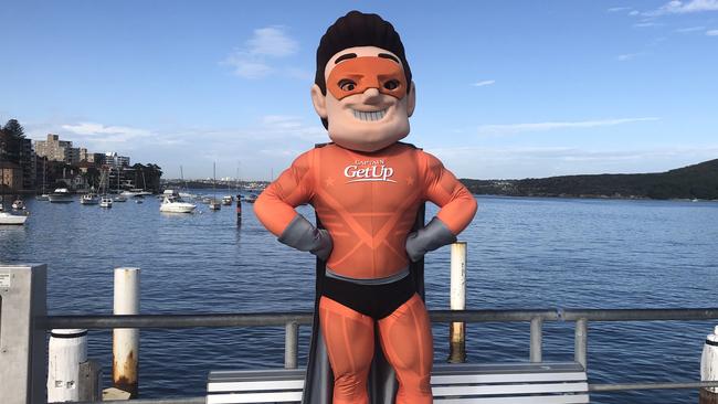 Anti GetUp group Advance Australia launch a satirical mascot at Manly Wharf in the run up to the federal election. Picture: Robbie Patterson.