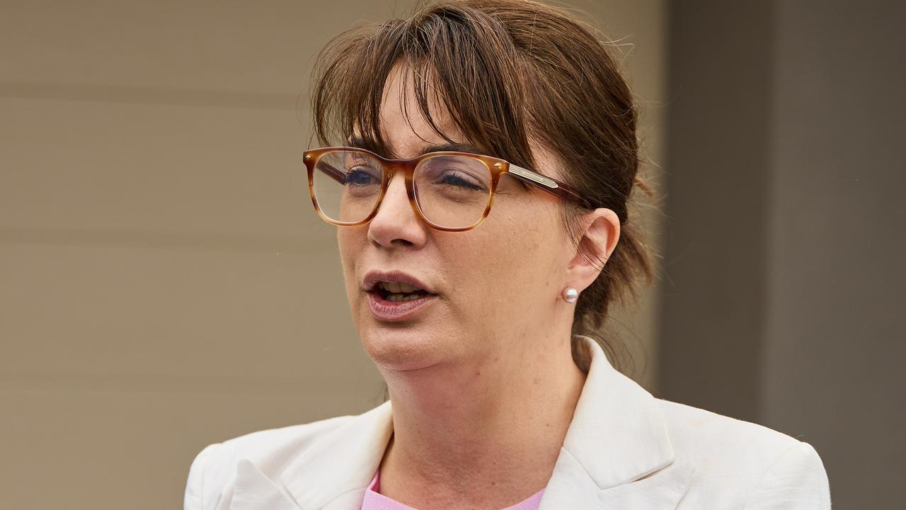 Hon. Michelle Lensink MLC at a retirement home in Ridgehaven, talking to the media about electricity prices. Picture: Matt Loxton