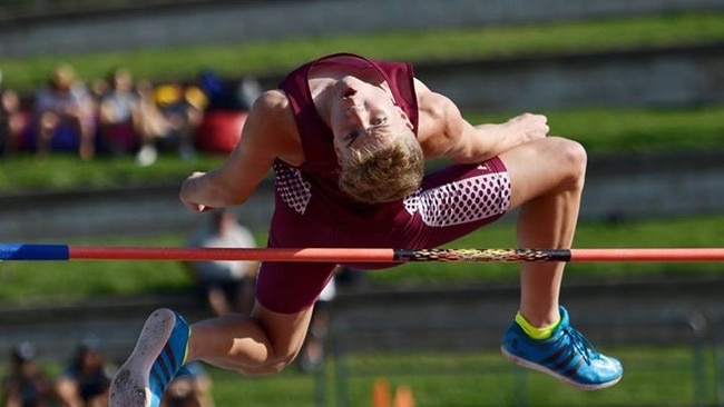 Ashley Moloney high jumping.