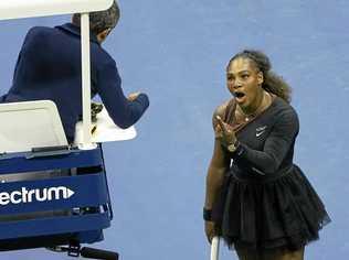 LOST IT: Serena Williams gave a serve to the umpire during a heated US Open women's final. Williams lost to Naomi Osaka 6-2 6-4. Picture: Greg Allen