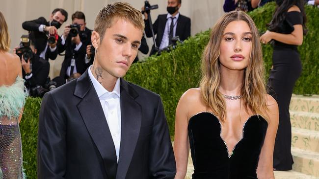 NEW YORK, NEW YORK - SEPTEMBER 13: Justin Bieber and Hailey Bieber attend The 2021 Met Gala Celebrating In America: A Lexicon Of Fashion at Metropolitan Museum of Art on September 13, 2021 in New York City.   Theo Wargo/Getty Images/AFP == FOR NEWSPAPERS, INTERNET, TELCOS & TELEVISION USE ONLY ==