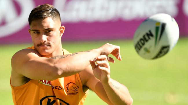 Brisbane Broncos player Kotoni Staggs is at the centre of an alleged revenge porn incident. Picture: AAP Image/Darren England