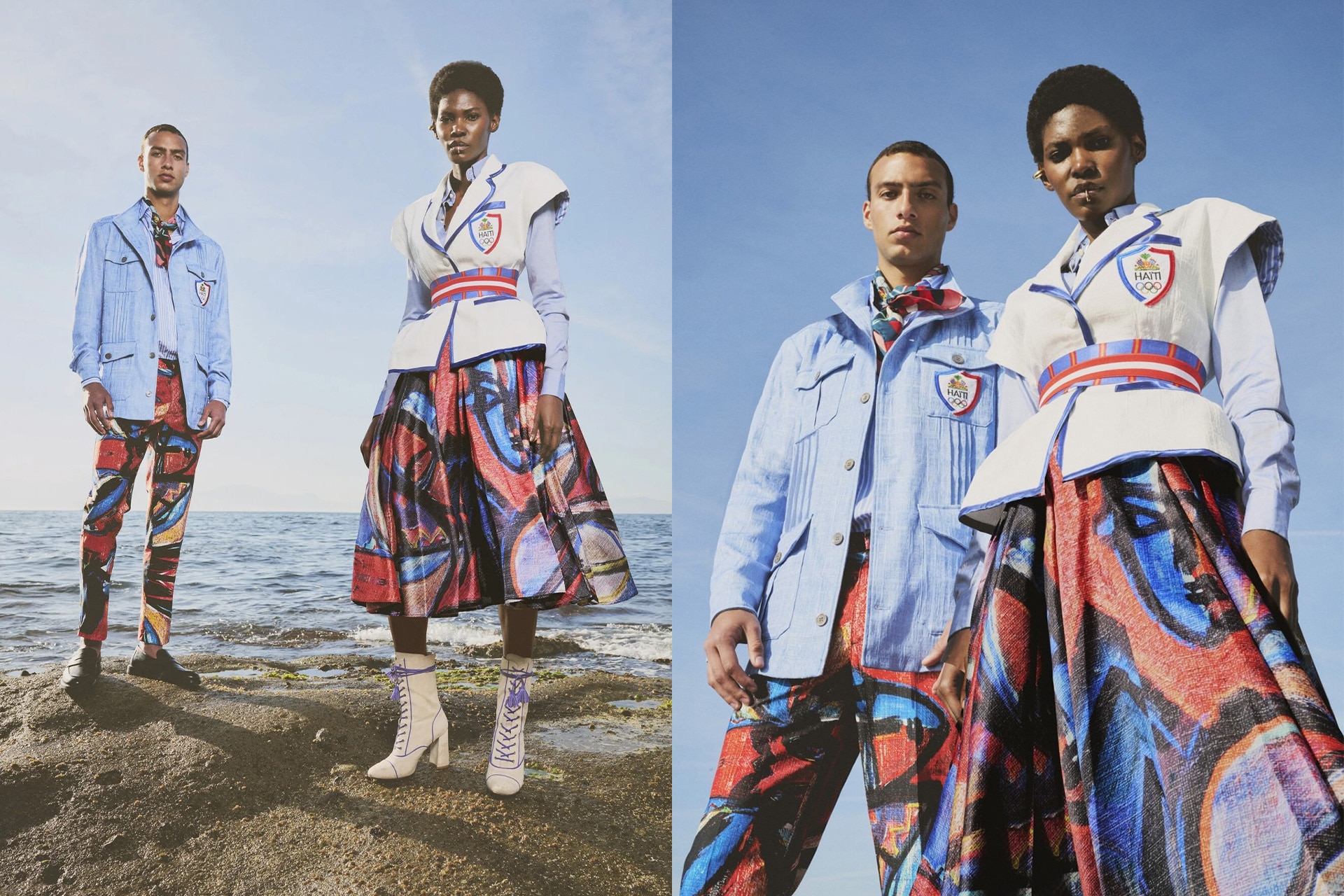 <p><em>Image credits: Stella Jean<br></em></p><p>&nbsp;</p><h3>4. Haiti</h3><p>&nbsp;</p><p><strong>Designer</strong>: Stella Jean</p><p>&nbsp;</p><p>Made for a team of just 15 athletes, these Haitian uniforms for the games are a celebration of the country that has seen so much turmoil in recent years. The Italian-Haitian designer Stella Jean is using the work of a Haitian painter Philippe Dodard in the design, seen on the skirt for the women and the pants for the men. The men&rsquo;s kit also includes a version of the Guayabera, a style Ryan Reynolds was spotted wearing recently.</p>