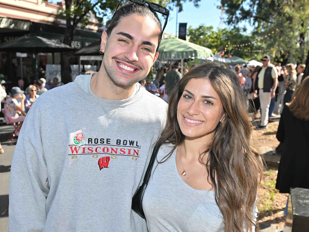 Footy fans enjoying the Norwood Food and Wine Festival on Sunday. Picture: Brenton Edwards