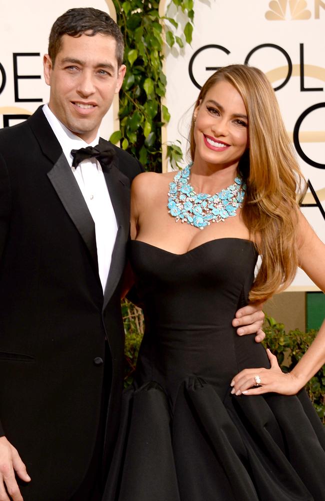 Nick Loeb (L) and actress Sofia Vergara are embroiled in a nasty dispute over their frozen embryos. Picture: Jason Merritt/Getty Images