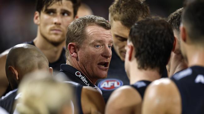 Carlton coach Michael Voss is a big fan of Ange Postecoglou. Picture: Darrian Traynor/AFL Photos/via Getty Images