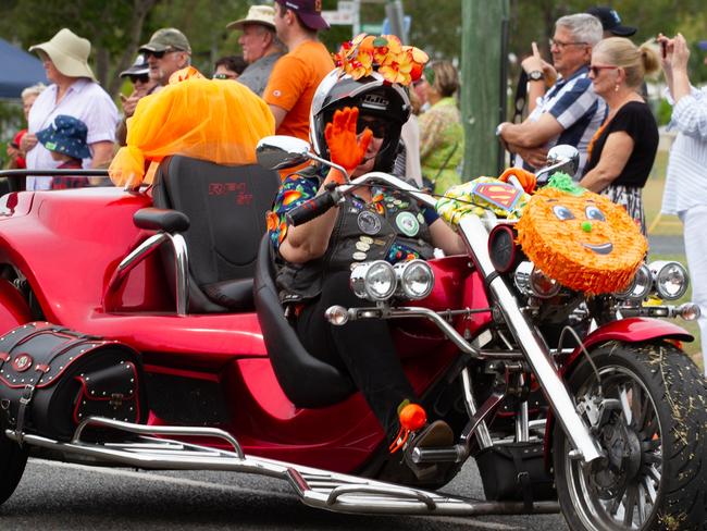 A member of a local motorbike club at the 2023 Gayndah Orange Festival.