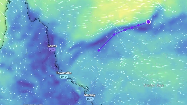 The tropical low will strengthen during the weekend, and become a tropical cyclone by Monday, according to the Bureau of Meteorology. Picture: Zoom Weather