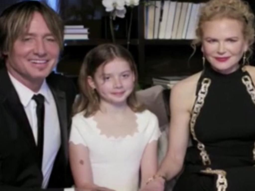 Nicole Kidman and Keith Urban's kids Sunday and Faith made a rare appearance at the Golden Globes. Picture: Supplied