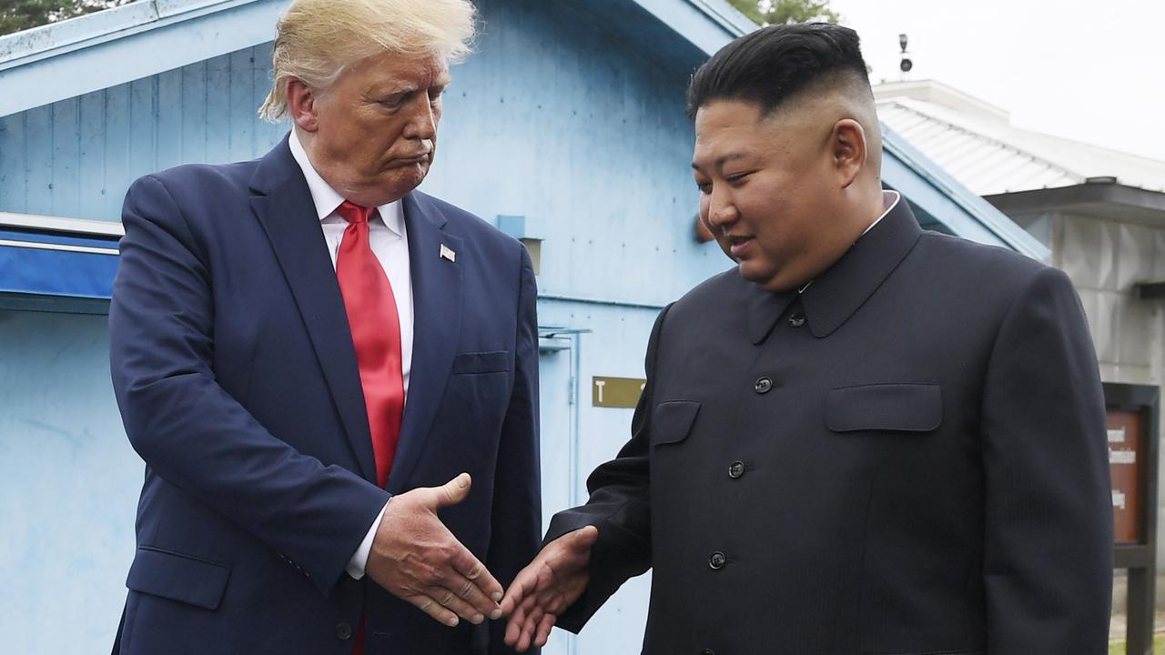 North Korean leader Kim Jong-un, right, has said he will not offer US President Donald Trump a “free” summit over stalled denuclearisation talks. Picture: AP Photo