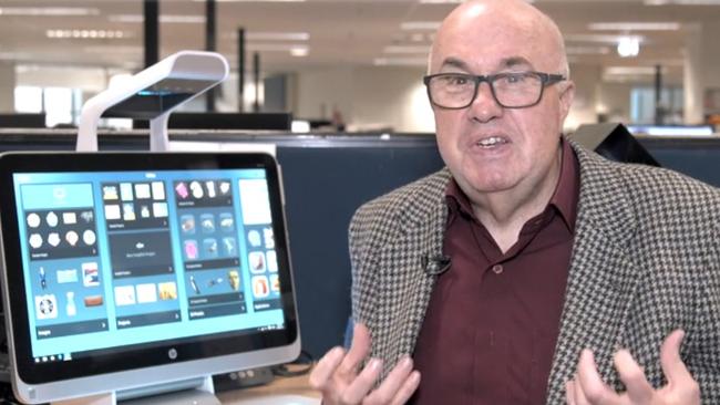 Journalist Chris Griffith with HP's new Sprout computer