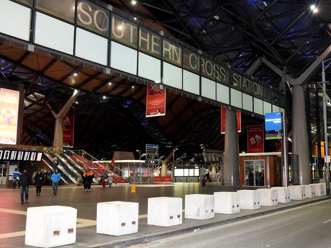 Concrete bollards outside Southern Cross. Picture: Nicole Garmston