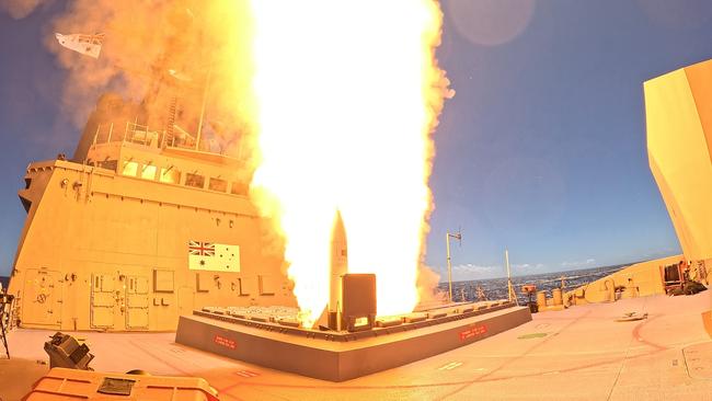 A Standard Missile 6 (SM-6) fired during Exercise Pacific Dragon by a Hobart class destroyer in August 2024. Picture: Defence