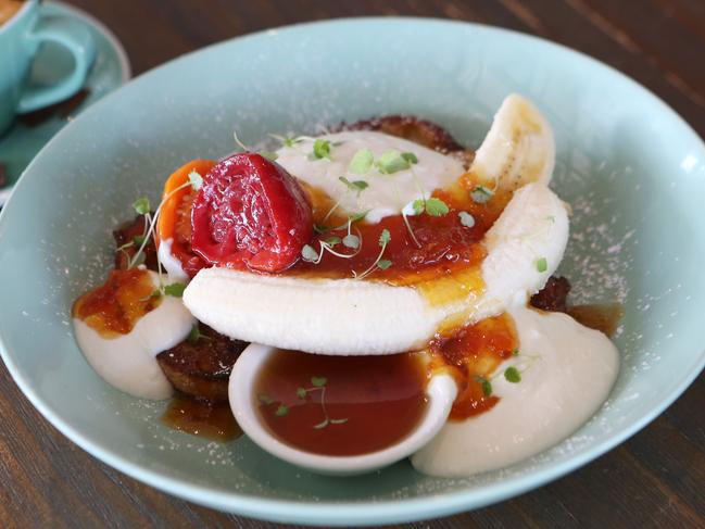 French toast topped with whole bananas at the Jam Pantry is perfect if you’re looking for something sweet for brekkie. Picture: AAP/ Ric Frearson