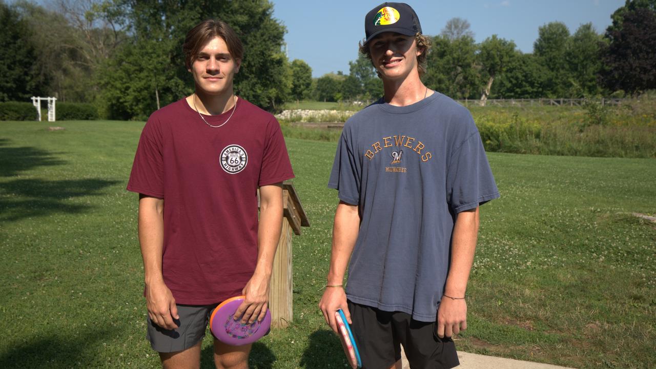 Gabe Foth, left, will likely follow his family’s lead and vote for the Republican but Jackson Chandler is not convinced about Donald Trump and wants to do more research. Picture: Daniel Kramer