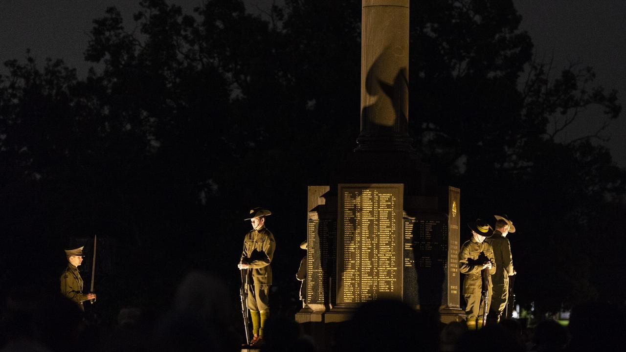 Toowoomba Grammar School students form the guard at Mothers' Memorial during the Anzac Day dawn service, Monday, April 25, 2022. Picture: Kevin Farmer