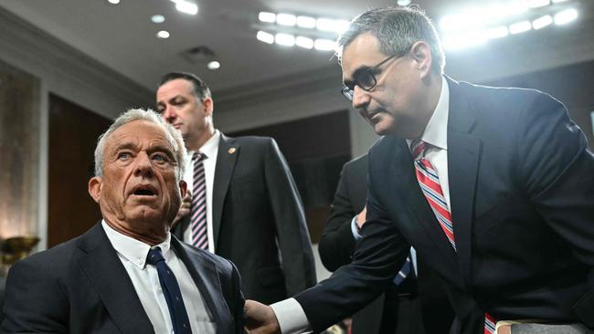 Robert F. Kennedy Jr. takes his seat as he arrives for the Senate hearing on his nomination to be Health and Human Services Secretary. Picture: AFP.