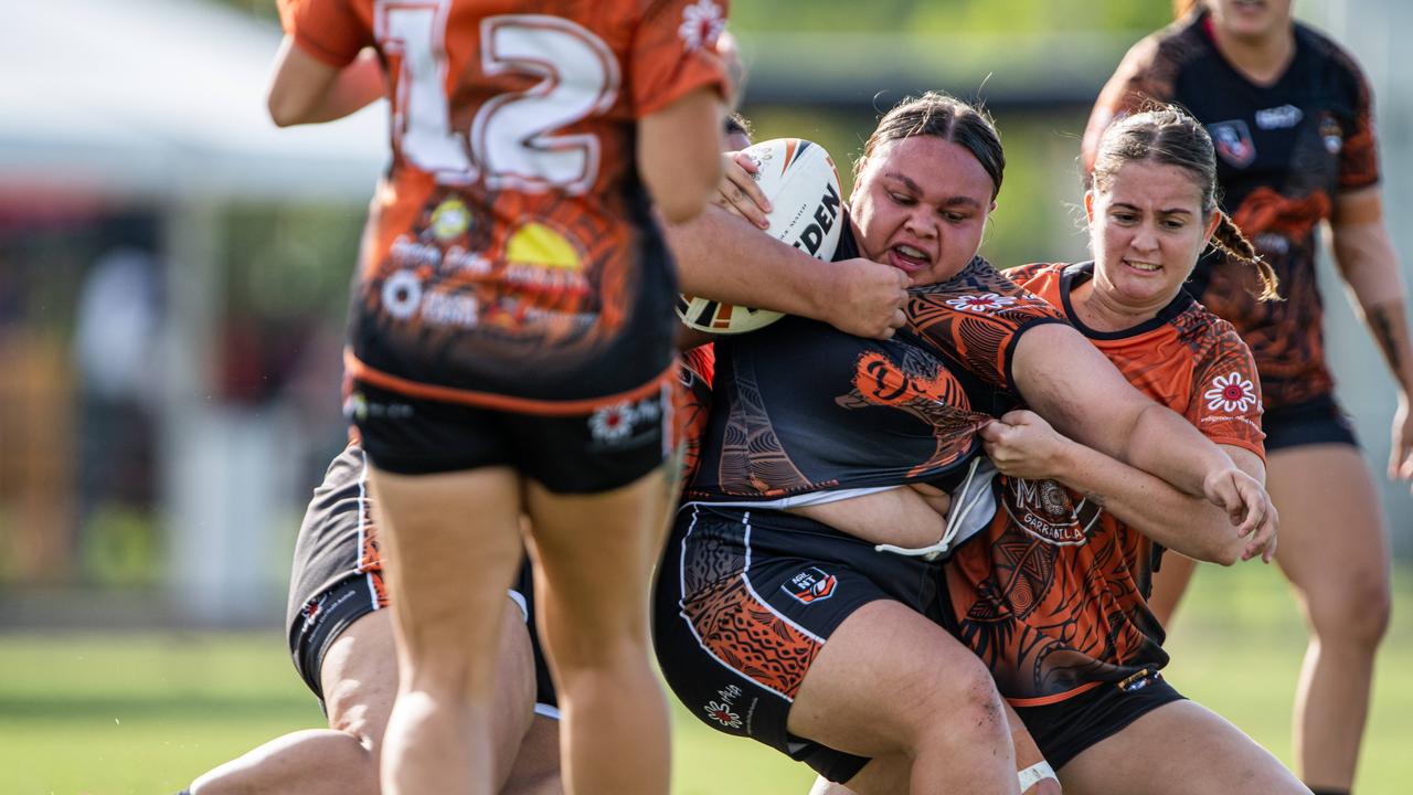 Neve Rankine-Johnson at the 2024 Deadly Cup Carnival between the Indigenous All Stars and Territory All Stars. Picture: Pema Tamang Pakhrin